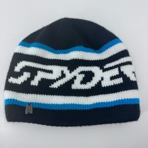 Spyder Black and Blue Striped Beanie